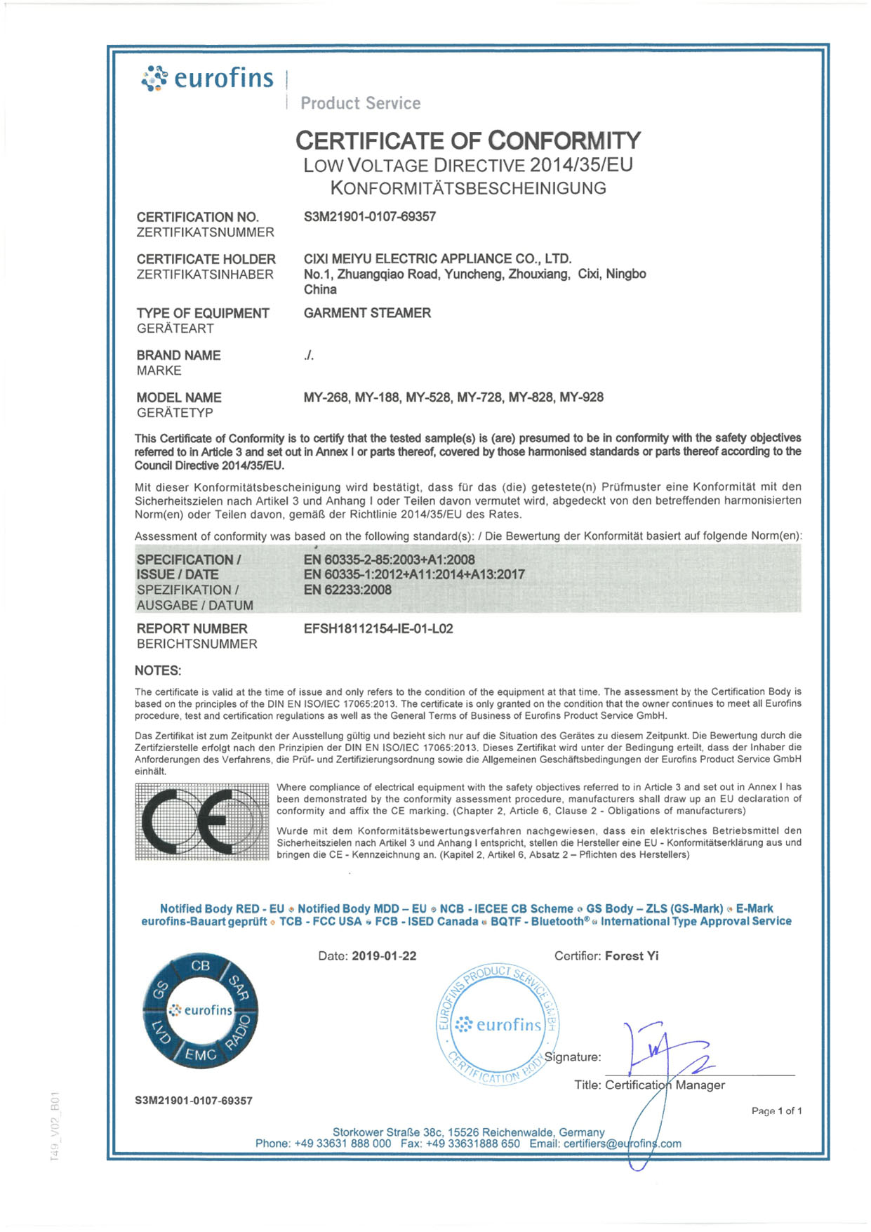 LVD-Zertifikat S3M21901-0107-69357_LVD CoC